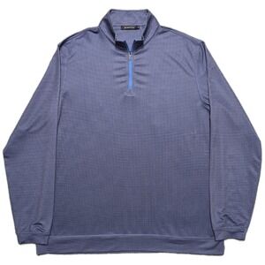 Bugatchi Performance‎ Pullover Sweatshirt Mens Size XL Micro Dot 1/4 Zip Blue